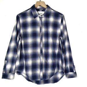 Pistola Sienna Nirvana Plaid Flannel Snap Front‎ Shirt S Blue White Top
